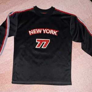 VTG Under New York 77 Jersey Long Sleeve Shirt Youth LG 14/16 Bulldog Logo NYC